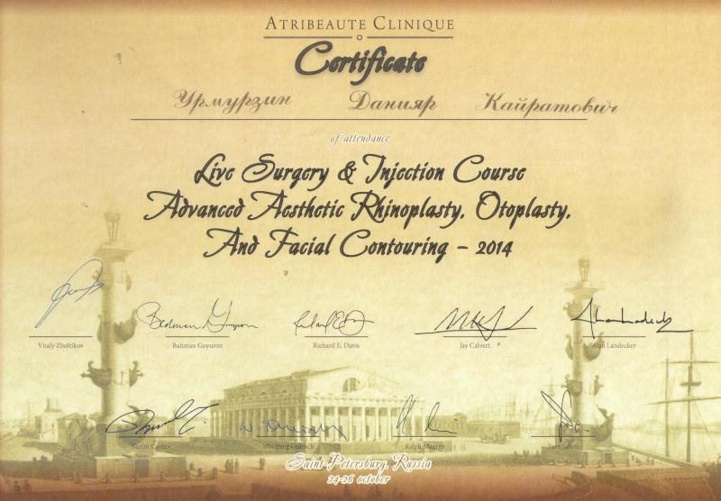 Advanced aesthetic rhinoplasty, otoplasty, and facial contouring. St.Petersburg, 2014.